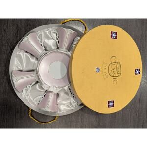 Classic Coffee Design by Yedi blush pink & gold tone porcelain 6 pc set in box